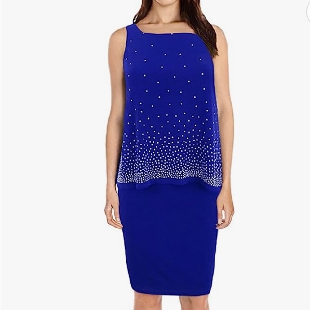 Jessica Howard Women's Popover Sequined Sheath Dress - Royal Blue